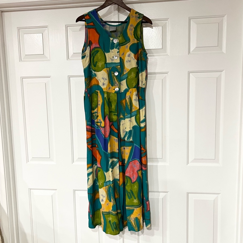 Vintage Rabbit Rabbit Rabbit Designs Art to Wear Multicolor Abstract Jumpsuit